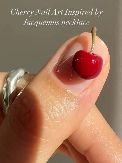 nail art ciliegia 3d